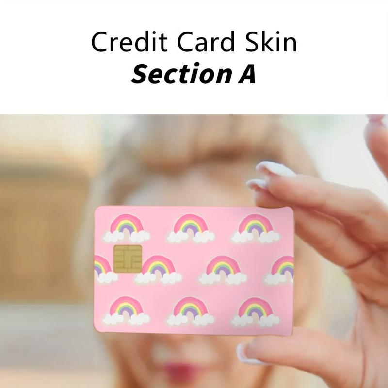 2pcs Pink Rainbow Scratch-resistant Card Stickers 8.84x5.41cm