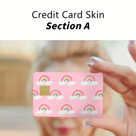 2pcs Pink Rainbow Scratch-resistant Card Stickers 8.84x5.41cm