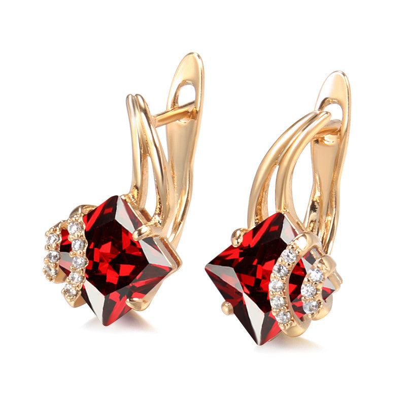 Square Multicolor Zircon Earrings Dangle Wedding Jewelry