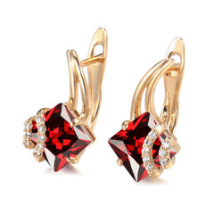 Square Multicolor Zircon Earrings Dangle Wedding Jewelry
