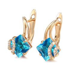 Square Multicolor Zircon Earrings Dangle Wedding Jewelry