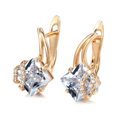 Square Multicolor Zircon Earrings Dangle Wedding Jewelry