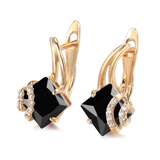 Square Multicolor Zircon Earrings Dangle Wedding Jewelry