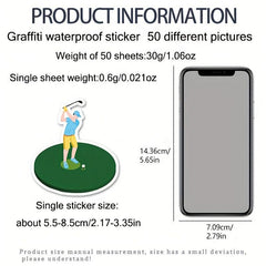 50pcs Golf Graffiti Sports Stickers DIY Waterproof Stickers