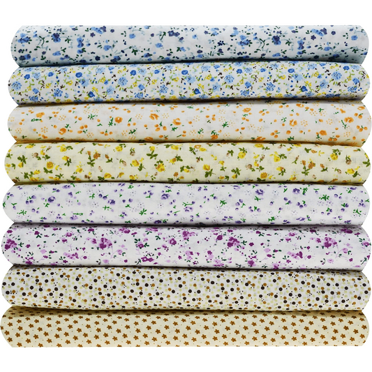 8pcs Flowers Quilting Fabric Bundles Fat Quarters Printed Craft Fabric