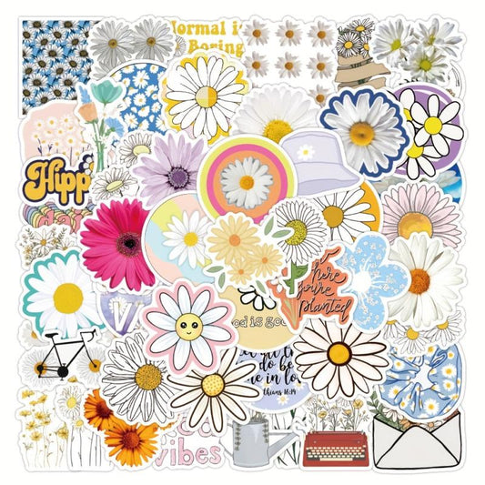 50 Flower Stickers Scrapbook Laptop Window Bottle Skateboard Decor