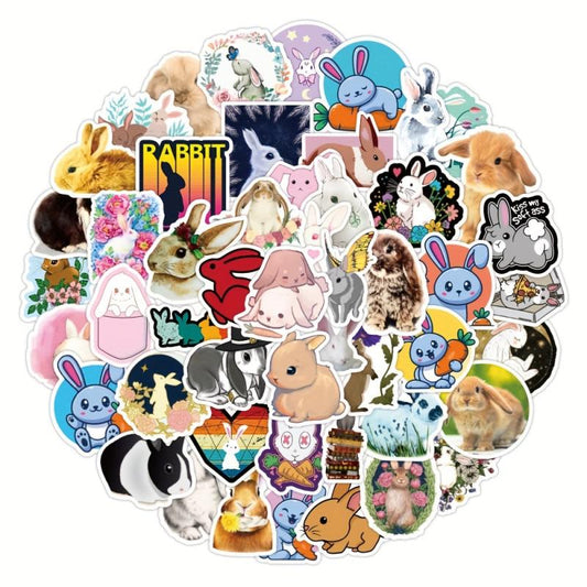 50pcs Rabbit Bunny Stickers Waterproof Decorations Water Bottle Laptop Phone