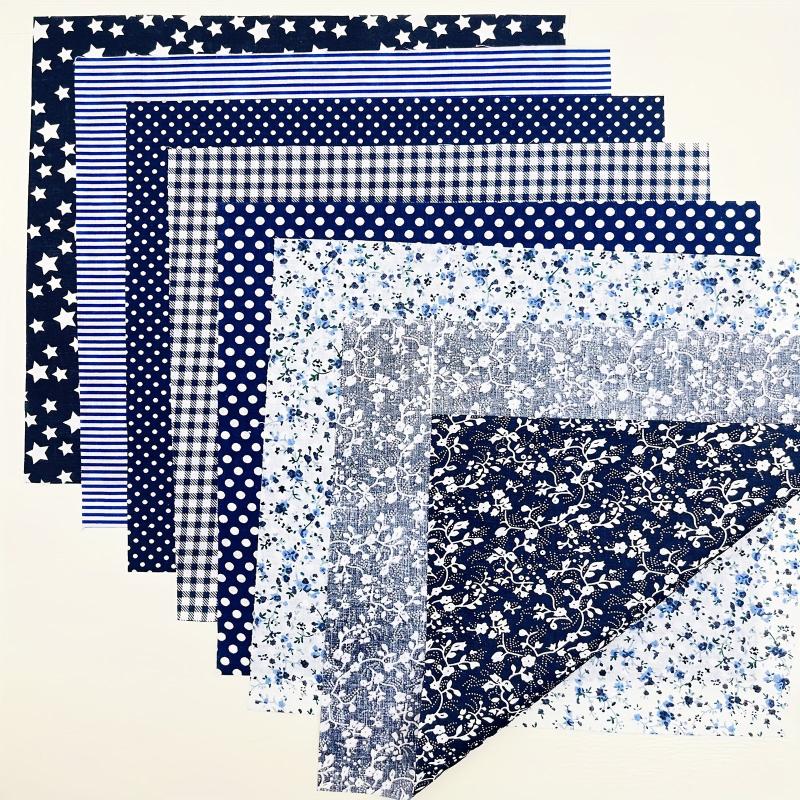 7pcs 24 89 24 Navy Cotton Quilted Fabric Bundles For Handcraft DIY