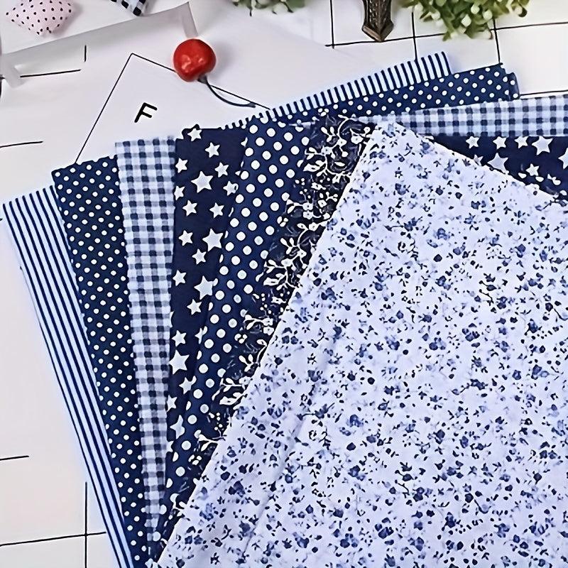 7pcs 24 89 24 Navy Cotton Quilted Fabric Bundles For Handcraft DIY