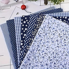 7pcs 24 89 24 Navy Cotton Quilted Fabric Bundles For Handcraft DIY