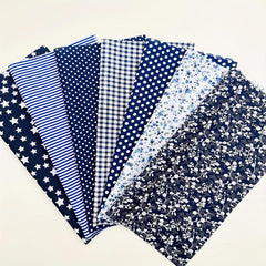 7pcs 24 89 24 Navy Cotton Quilted Fabric Bundles For Handcraft DIY