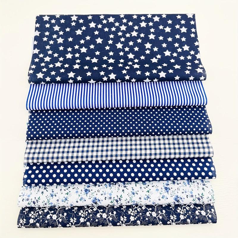 7pcs 24 89 24 Navy Cotton Quilted Fabric Bundles For Handcraft DIY