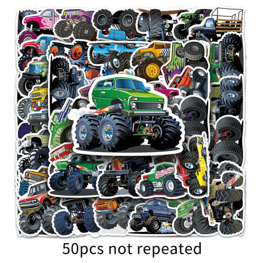 50pcs Waterproof Big Truck Doodle Stickers for Decoration