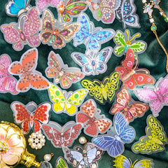 30pcs Crystal Butterfly Stickers for Journaling Scrapbooking Wall Crafts