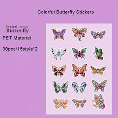 30pcs Crystal Butterfly Stickers for Journaling Scrapbooking Wall Crafts