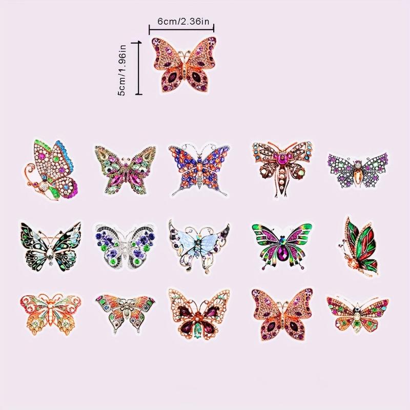 30pcs Crystal Butterfly Stickers for Journaling Scrapbooking Wall Crafts