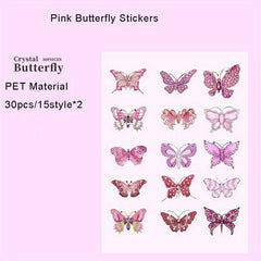 30pcs Crystal Butterfly Stickers for Journaling Scrapbooking Wall Crafts