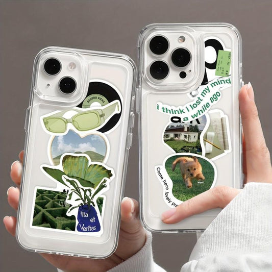 62pcs Small Fresh Green Stickers for Phone Laptop Skateboard Water Cup
