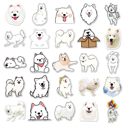 50pcs Dog Samoyed Waterproof Stickers for Motorcycle Laptop Helmet