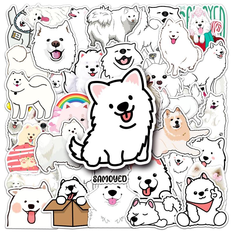 50pcs Dog Samoyed Waterproof Stickers for Motorcycle Laptop Helmet