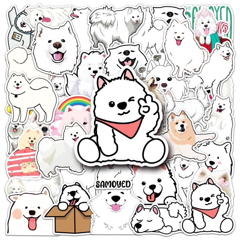 50pcs Dog Samoyed Waterproof Stickers for Motorcycle Laptop Helmet