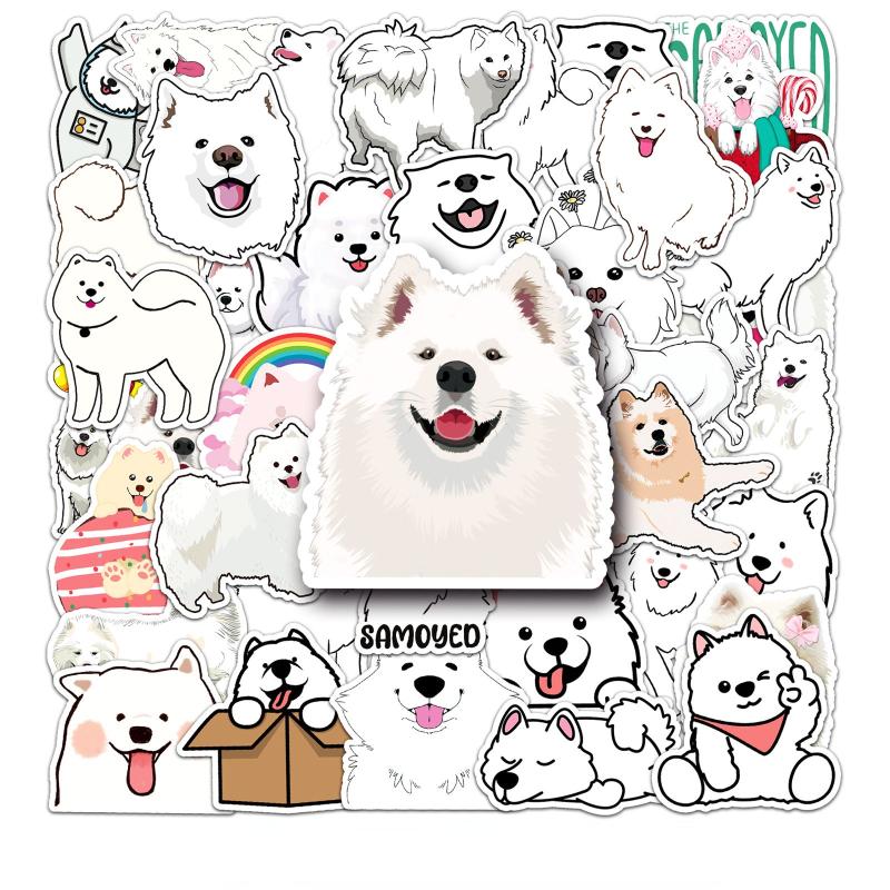 50pcs Dog Samoyed Waterproof Stickers for Motorcycle Laptop Helmet
