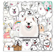 50pcs Dog Samoyed Waterproof Stickers for Motorcycle Laptop Helmet