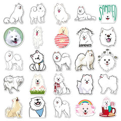 50pcs Dog Samoyed Waterproof Stickers for Motorcycle Laptop Helmet
