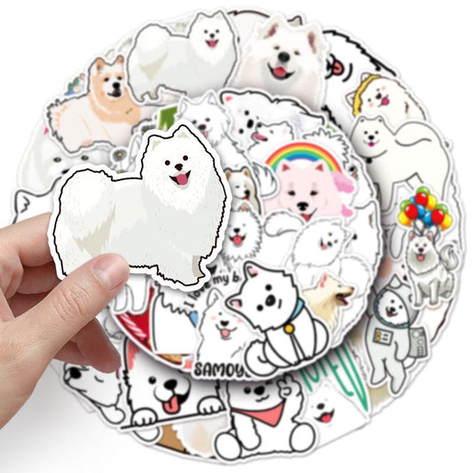 50pcs Dog Samoyed Waterproof Stickers for Motorcycle Laptop Helmet