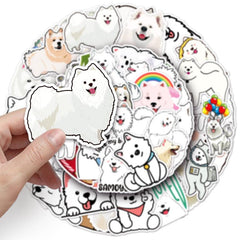 50pcs Dog Samoyed Waterproof Stickers for Motorcycle Laptop Helmet