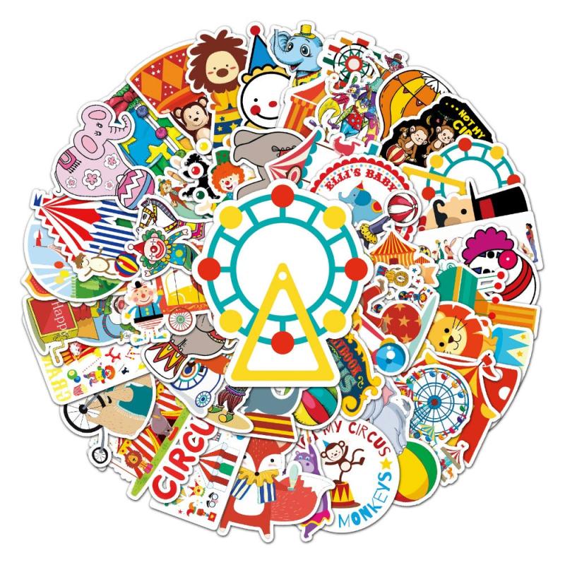 50pcs Circus Troup Series Waterproof Graffiti Stickers for Motorcycle Laptop