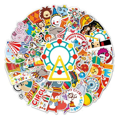 50pcs Circus Troup Series Waterproof Graffiti Stickers for Motorcycle Laptop