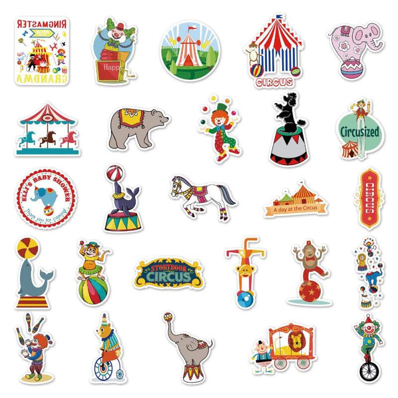 50pcs Circus Troup Series Waterproof Graffiti Stickers for Motorcycle Laptop