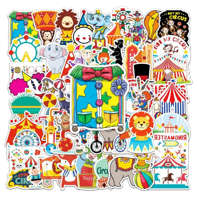 50pcs Circus Troup Series Waterproof Graffiti Stickers for Motorcycle Laptop