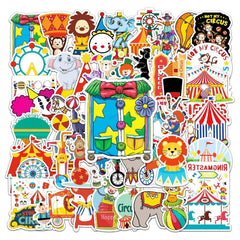 50pcs Circus Troup Series Waterproof Graffiti Stickers for Motorcycle Laptop