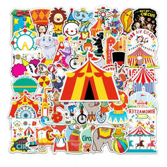 50pcs Circus Troup Series Waterproof Graffiti Stickers for Motorcycle Laptop