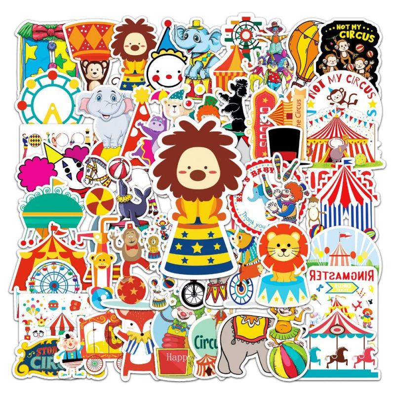 50pcs Circus Troup Series Waterproof Graffiti Stickers for Motorcycle Laptop