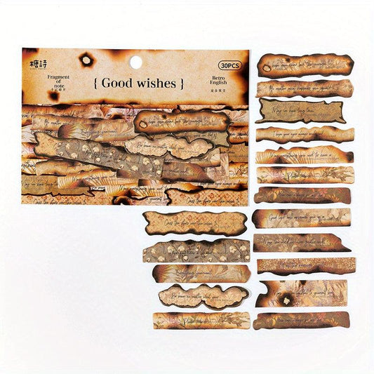 30PCS Vintage Burning Shaped Celebrity Quotes Tape DIY Journal Decor