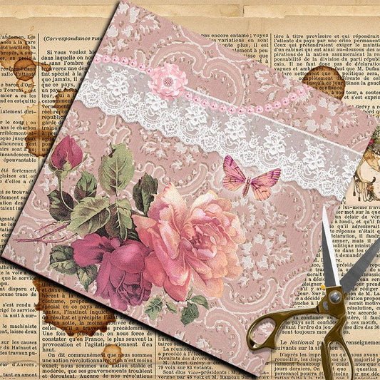 12pcs Large Size Retro Nobleman Lady Journal Paper For Background DIY Gift