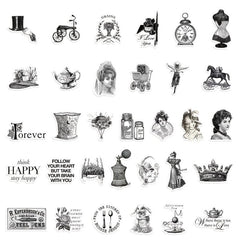 64pcs Retro Waterproof Stickers for Phone Laptop Water Cup DIY Designs