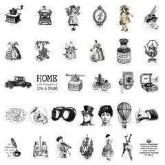64pcs Retro Waterproof Stickers for Phone Laptop Water Cup DIY Designs