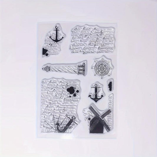 Windmill Lighthouse Boat Anchor Clear Stamp for Holiday Card Making DIY Crafts