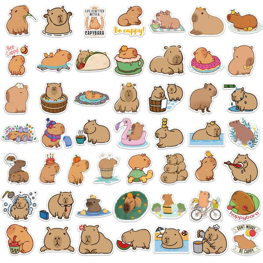 50pcs Capybara Graffiti Stickers for DIY Skateboard Guitar Water Cup Luggage