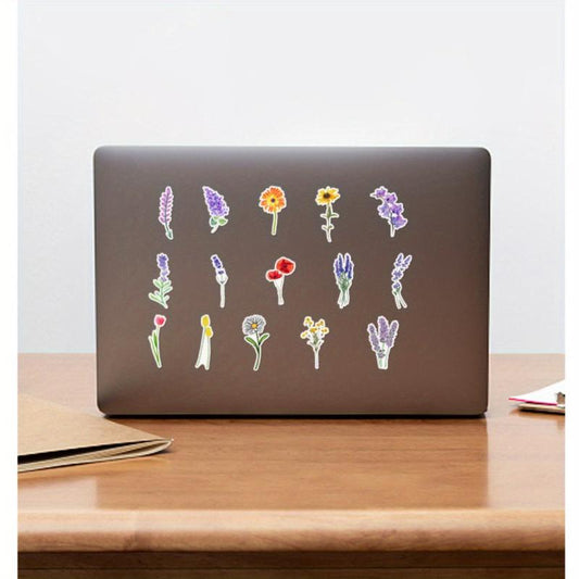 50pcs Plant Flower Waterproof Stickers - DIY Motorcycle Laptop Decal