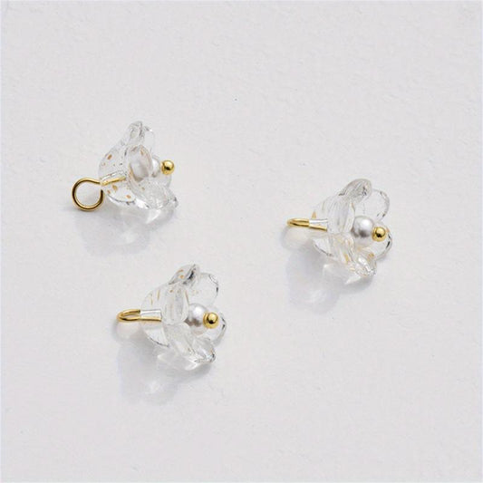 10pcs Gradient Glass Lily Loose Beads DIY Ear Accessories