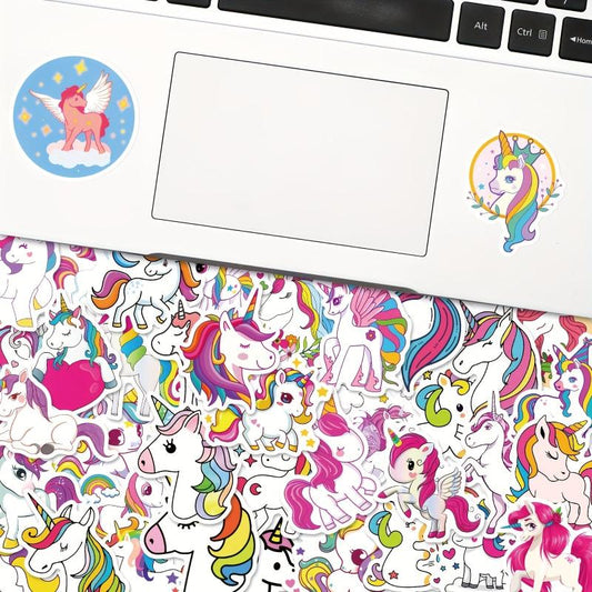 100pcs Cartoon Unicorn Stickers Waterproof Vinyl Colorful Unicorn Stickers