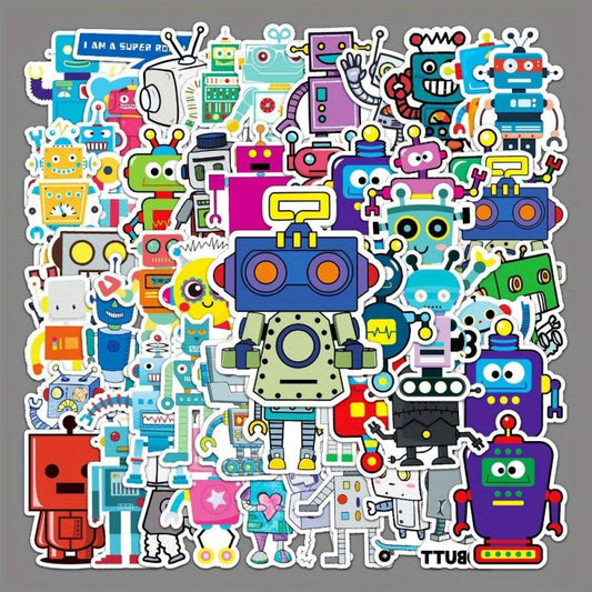 51pcs Robot Graffiti Cartoon Stickers for DIY Skateboard Water Cup Luggage