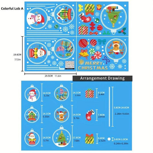 6PCS Christmas Window Decoration Static Stickers Set