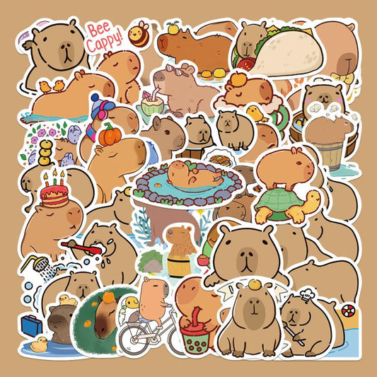 50Pcs Cartoon Capybara Waterproof Stickers DIY Creative Toys