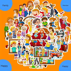 50pcs Family Member Stickers For Luggage Notebook Skateboard
